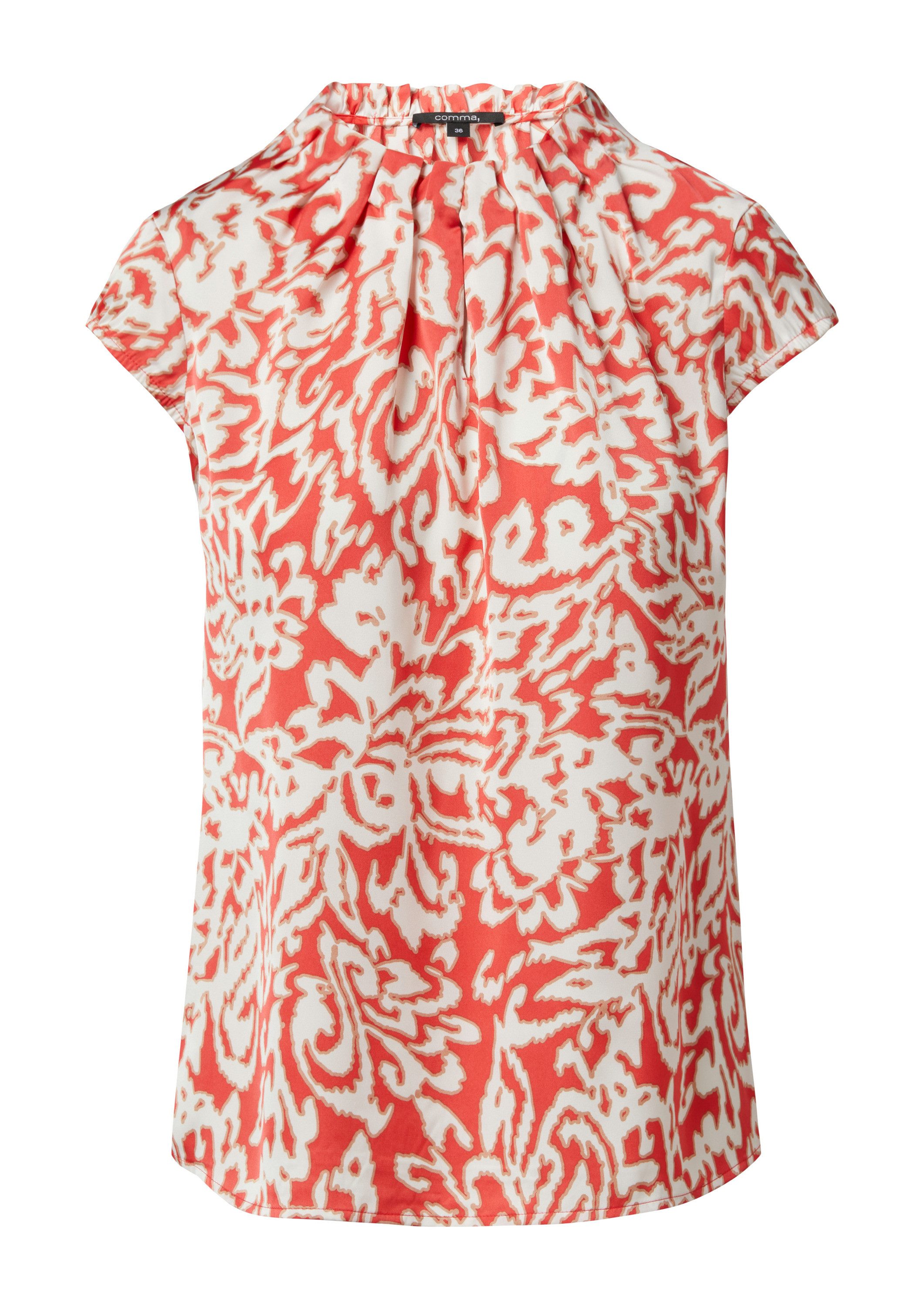 comma Kurzarmbluse Bluse Gemusterte, hochgeschlossene Bluse günstig online kaufen