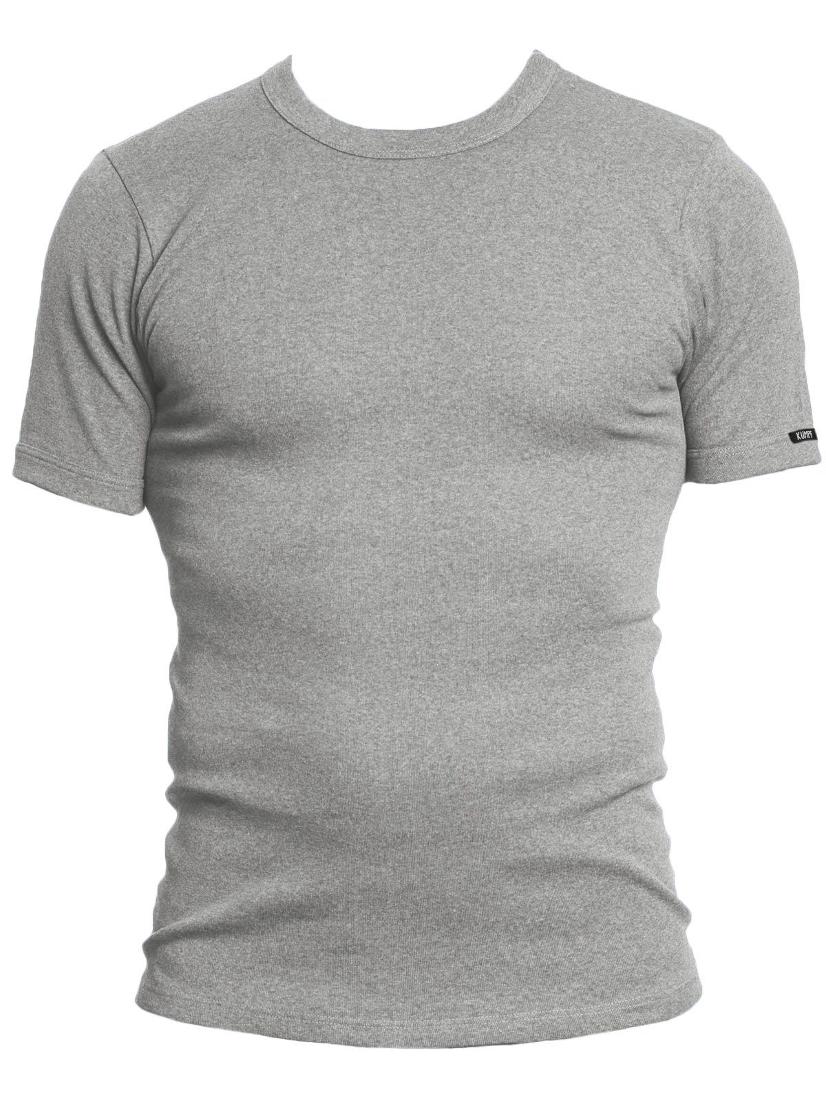 stahlgrau-melange Unterziehshirt schwarz T-Shirt hohe 2-St) Herren 2er (Spar-Set, Bio Sparpack Markenqualität Cotton KUMPF
