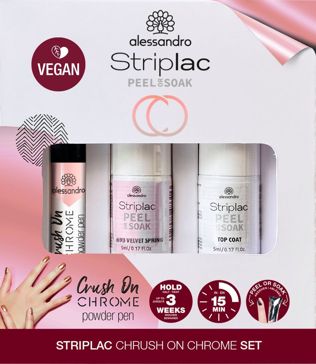 alessandro international UV-Nagellack STRIPLAC PEEL OR SOAK ROSÉ CRUSH ON  CHROME, 3-tlg., Farbe ändert sich je nach Betrachtungswinkel oder  Grundfarbe mit dem Licht