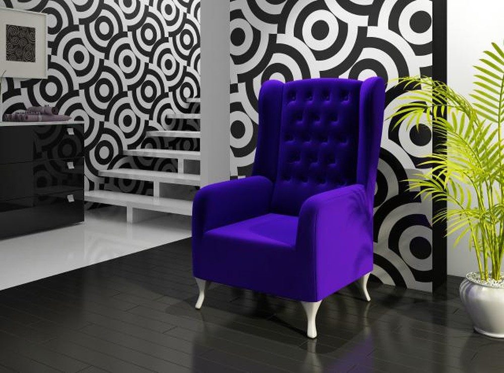 JVmoebel Ohrensessel Ohrensessel Chesterfield in Samt mit Kristallen, Made in Europa