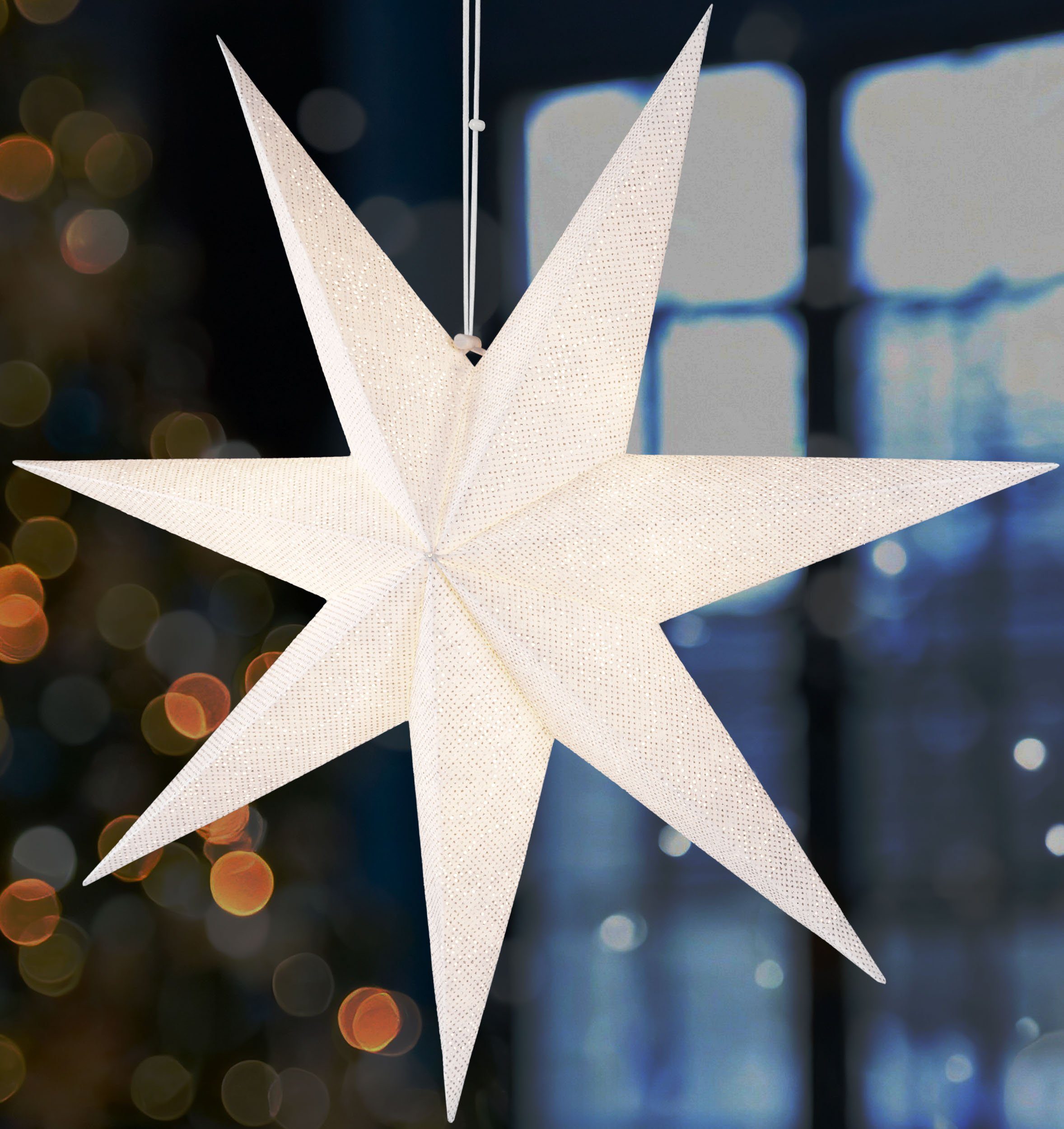 BRUBAKER Dekostern 60 cm Weihnachtsstern für Innen - Adventsstern mit E14 Fassung Hängend, 1 St., 3D Papierstern mit 3,5m Kabel