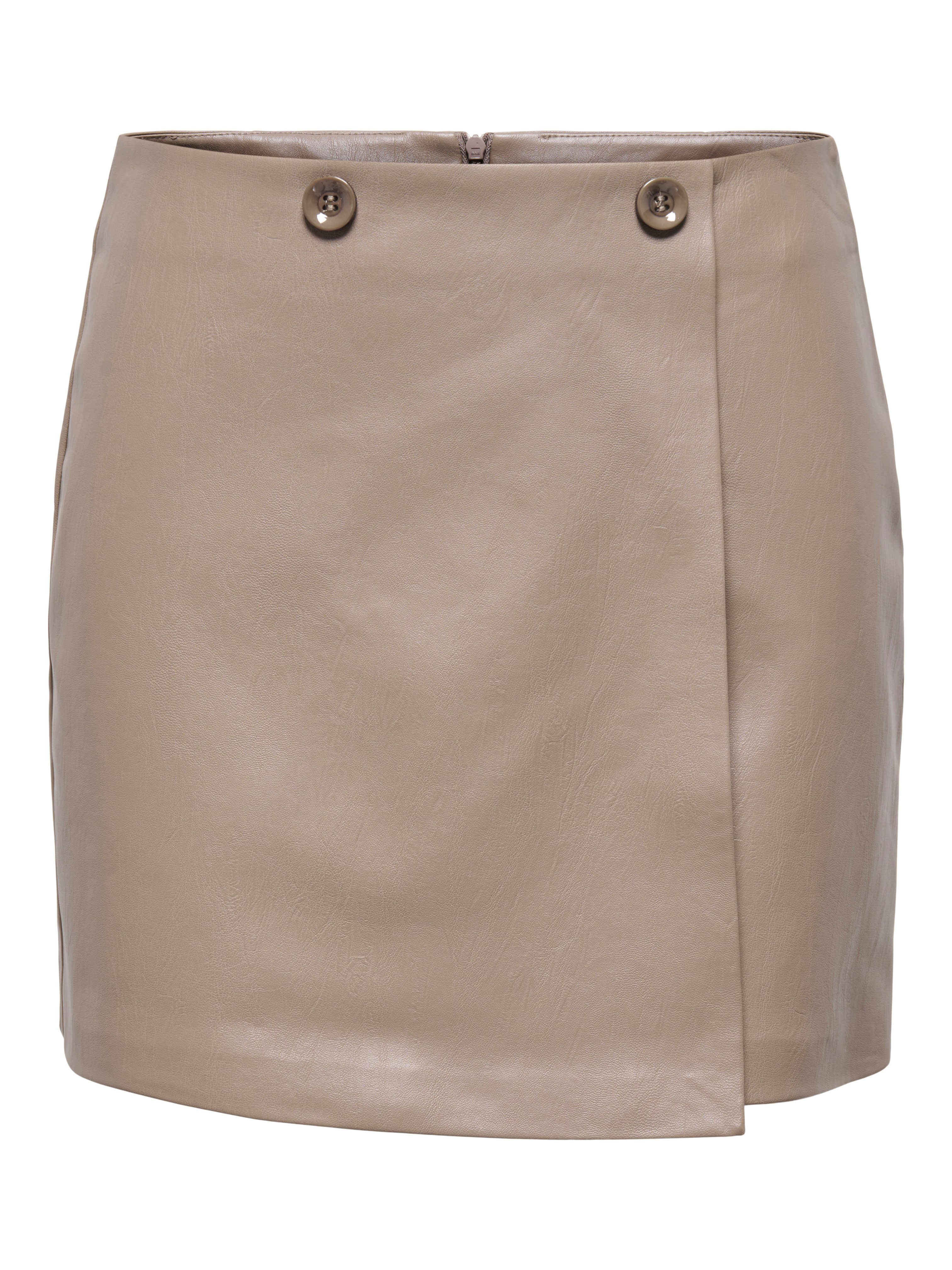 ONLY Lederimitatrock ONLASTRIA FAUX LEATHER SHORT SKIRT OTW mit Knopf Details, softes Lederimitat