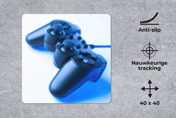 MuchoWow Gaming Mauspad Gaming-Controller - Blau (1-St), Mousepad mit Rutschfester Unterseite, Gaming, 40x40 cm, XXL, Großes