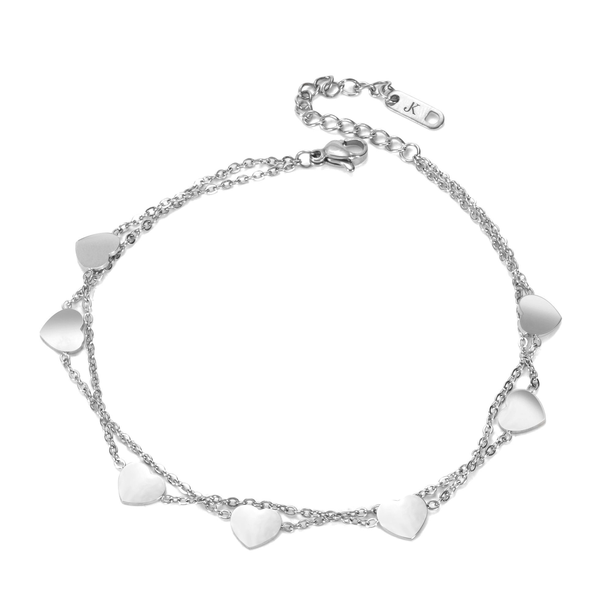 Kim Johanson Fußkette Heart, mit Herz Anhänger Silber