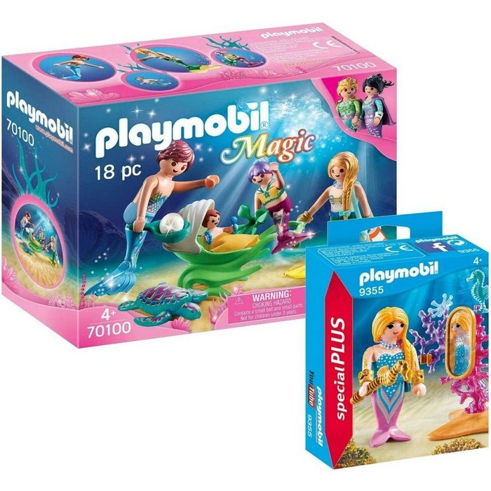 Playmobil® Spielbausteine 9355 70100 Magic 2er Set Meerjungfrau + Familienausflug