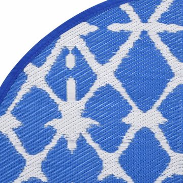 Teppich Outdoor-Teppich Blau und Weiß Ø200 cm Kunststoff Polypropylen, vidaXL, Höhe: 0 mm