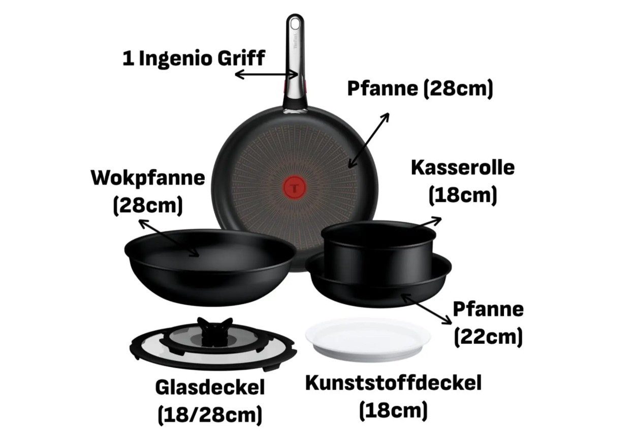 Tefal Topf-Set Tefal Ingenio Excellence+ 8-Teiliges Kochgeschirr-Set, (8-tlg)