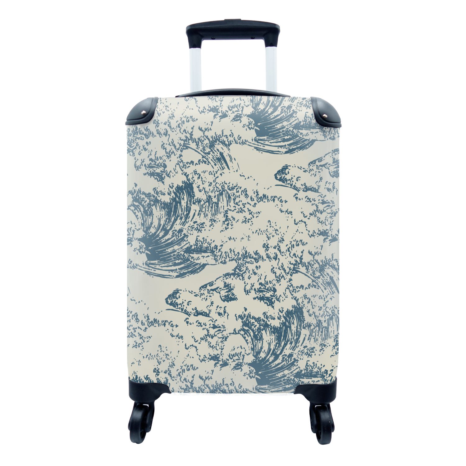 MuchoWow Handgepäckkoffer Wasser - Japan - Muster, 4 Rollen, Reisetasche mit rollen, Handgepäck für Ferien, Trolley, Reisekoffer