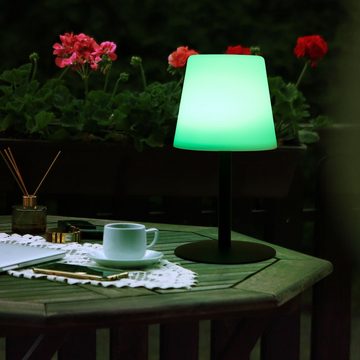 etc-shop LED Außen-Tischleuchte, LED-Leuchtmittel fest verbaut, Warmweiß, LED Tischlampe Outdoor aufladbar Garten Akku Außen