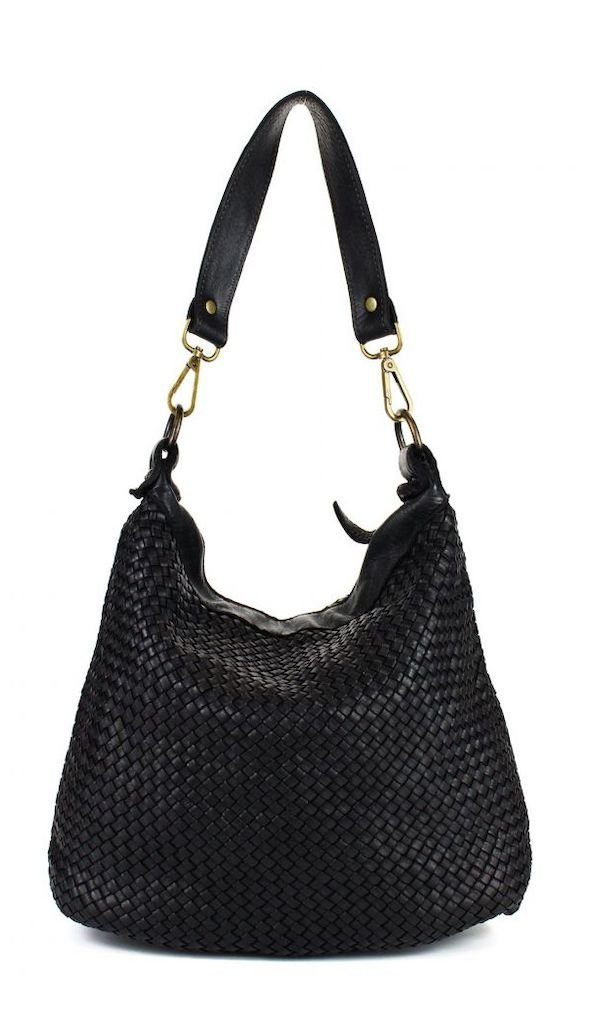 BZNA Umhängetasche Briana Designer Beutel Handtasche Schultertasche, Geflochtenes Leder