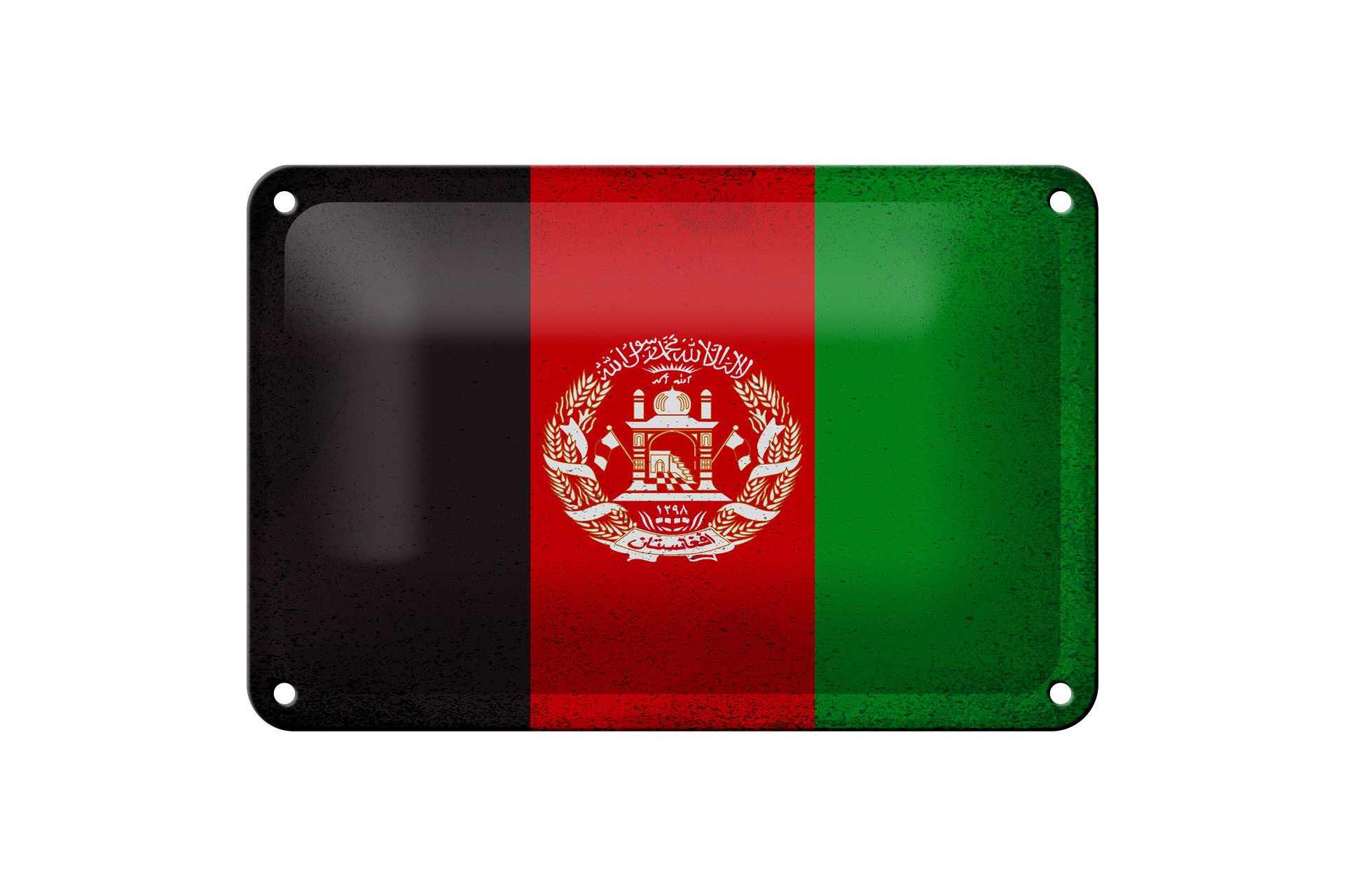 Femer GmbH Metallschild Flagge Afghanistan 18x12cm Afghanistan Vintage, (1 St), gewölbte Oberfläche, abgerundete Ecken, umgeschlagene Kanten