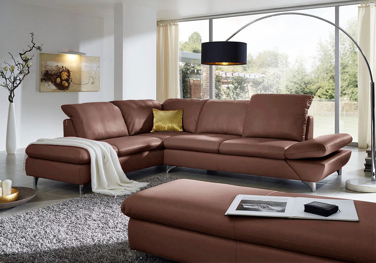 W.SCHILLIG Ecksofa Taoo, elegant und zeitlos, bequem, L-Form, Breite 296cm, mit Sitziefenverstellung & Kopfteilverstellung