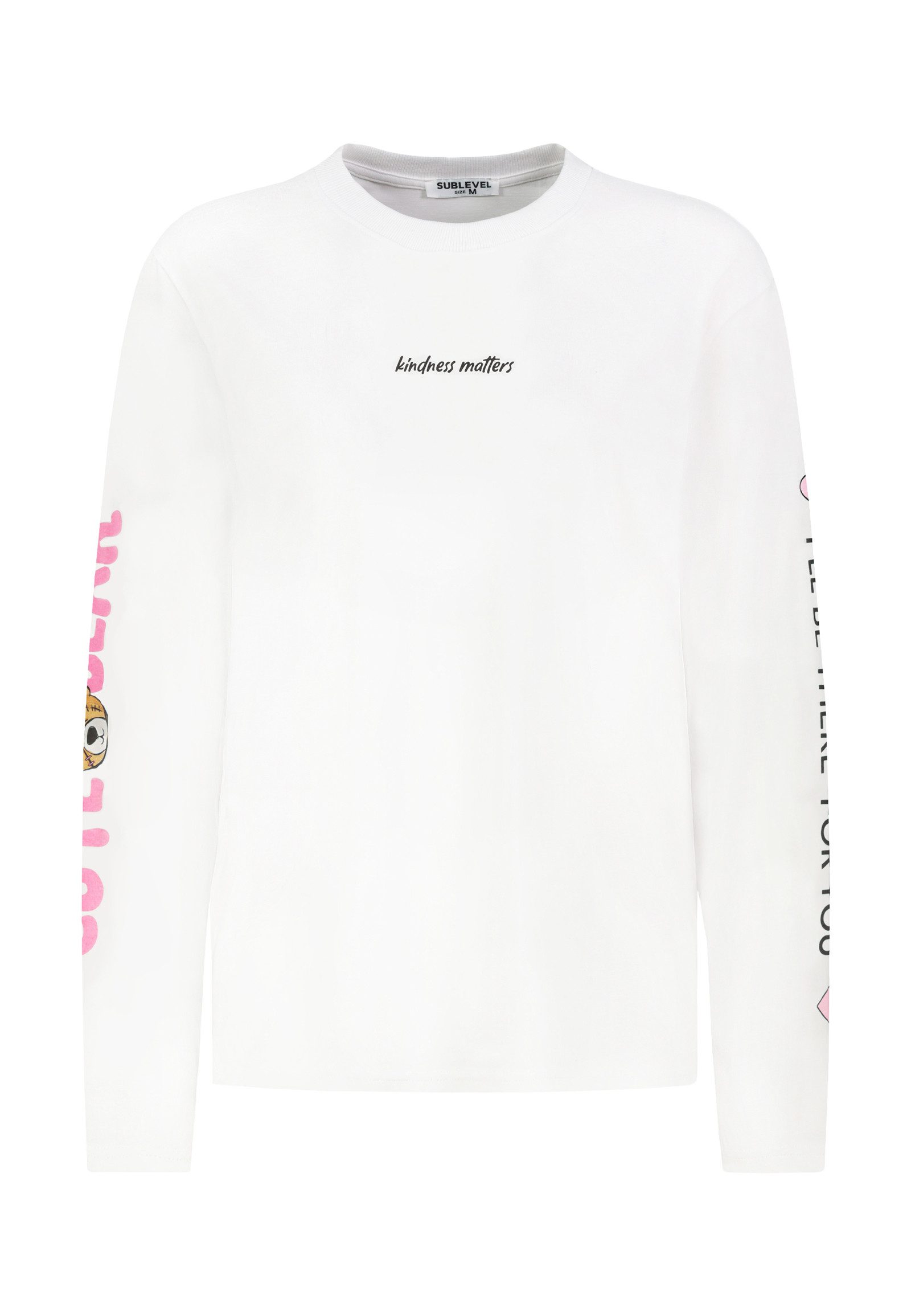 SUBLEVEL Langarmshirt Damen Langarm-Shirt mit Rückenprint langarm, lockerer Schnitt