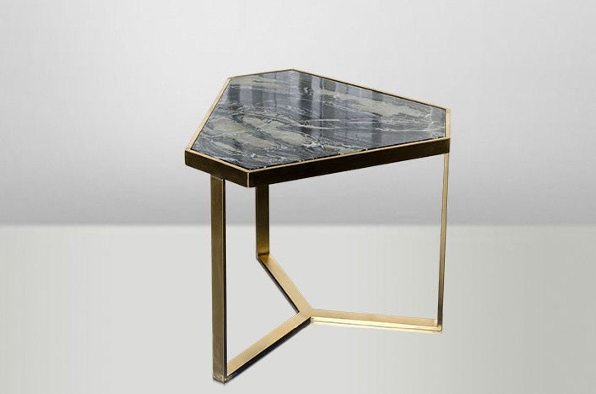 Casa Padrino Beistelltisch Art Deco Beistelltisch Gold Metall / Marmor 55 x 47 cm- Jugendstil Tisch - Möbel Blumentisch