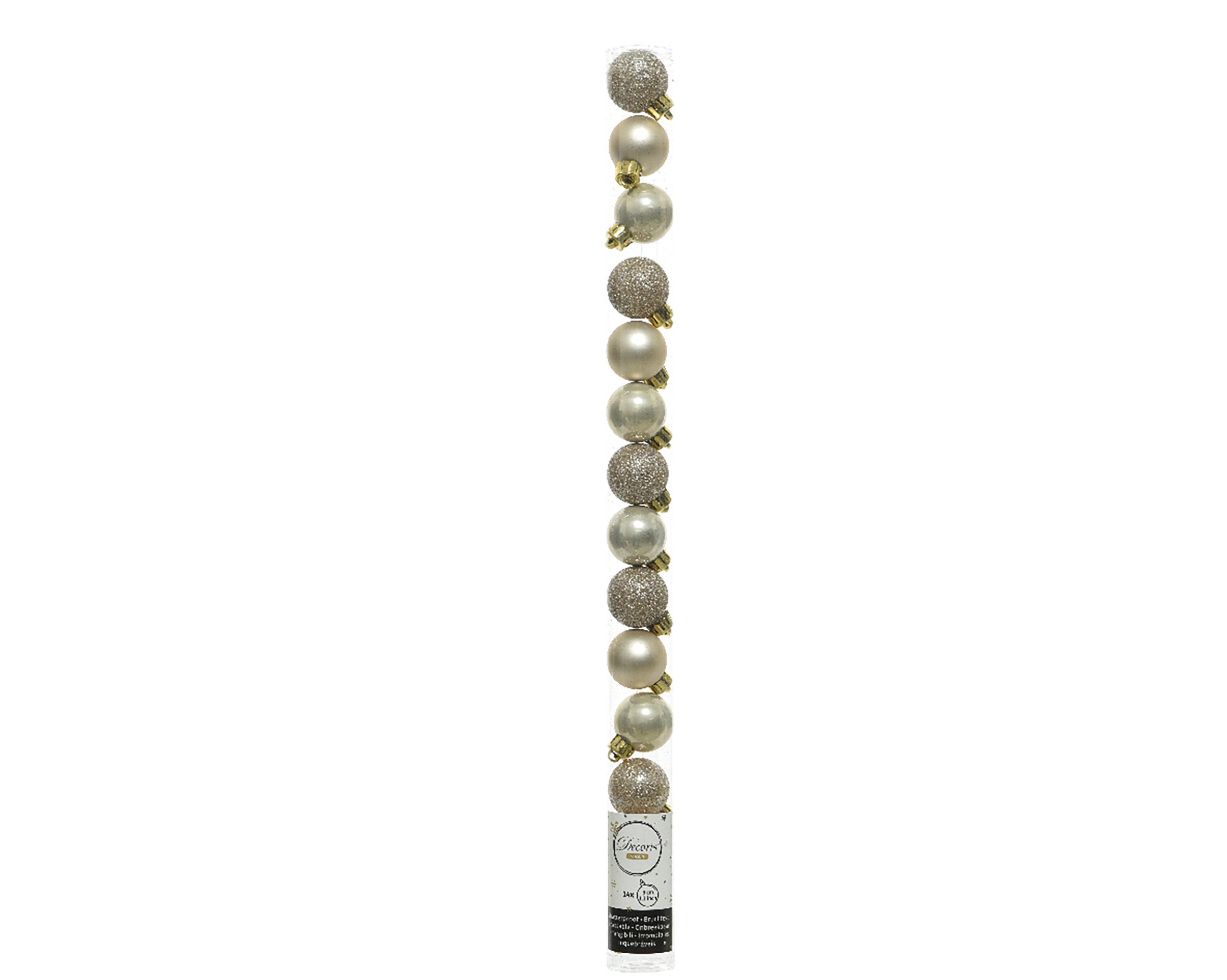Kaemingk Weihnachtsbaumkugel, Weihnachtskugeln Kunststoff 3cm 14er Set - Perle
