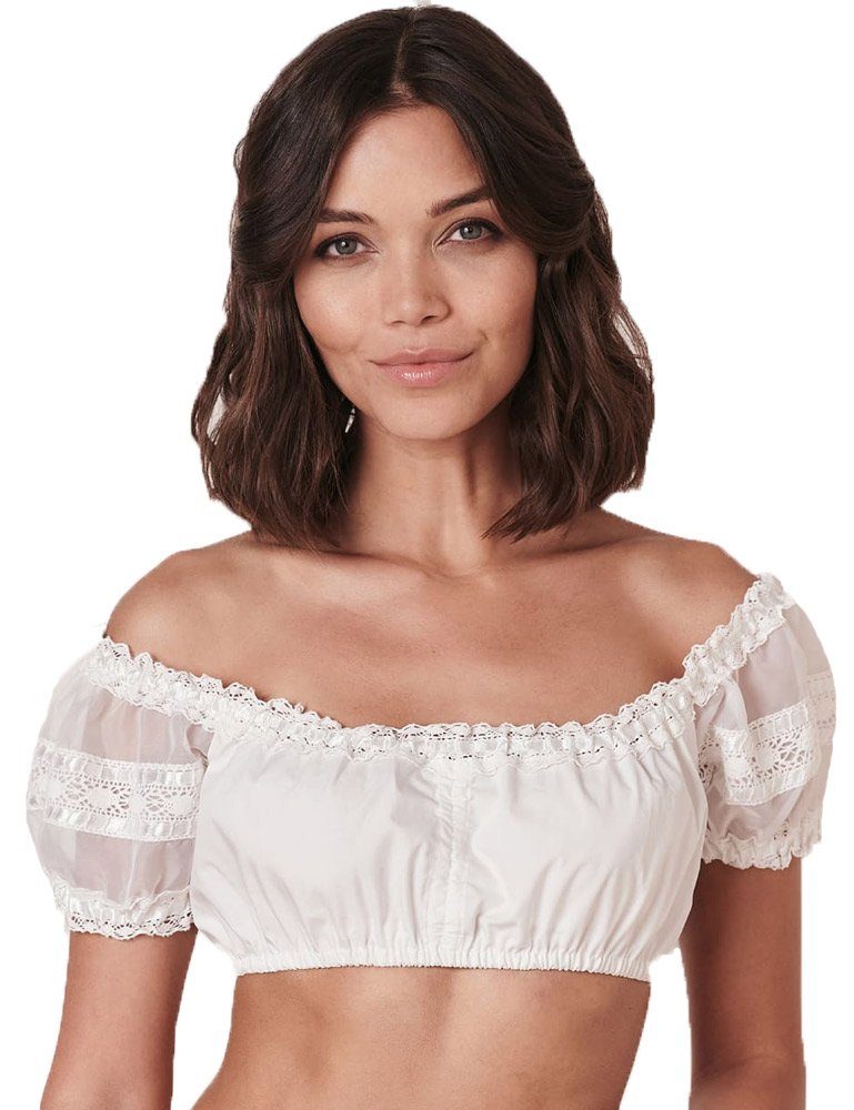 Dirndlbluse Krüger Carmen Dirndlbluse 'Ebony' mit Spitze, Ecr