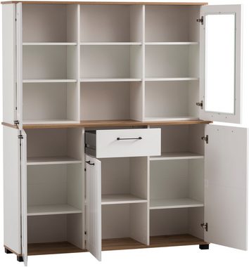 Schildmeyer Buffet Jelda, Breite 146 cm Fronten in Landhausoptik, obere Türen mit Glaseinsatz