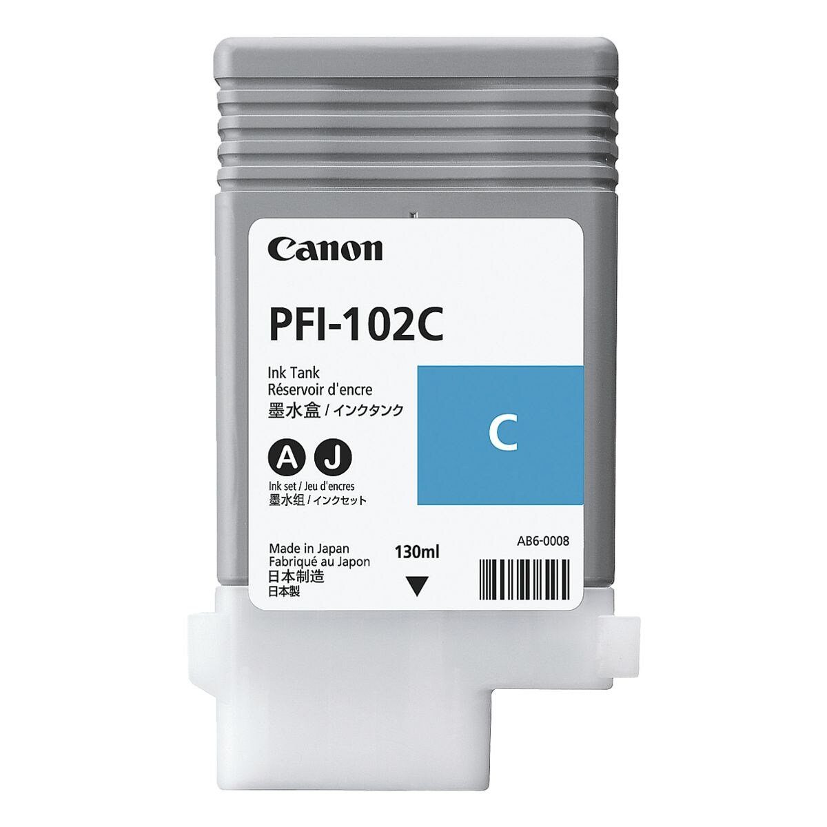 Canon PFI-102C Tintenpatrone (130 ml, Original Druckerpatrone, cyan)