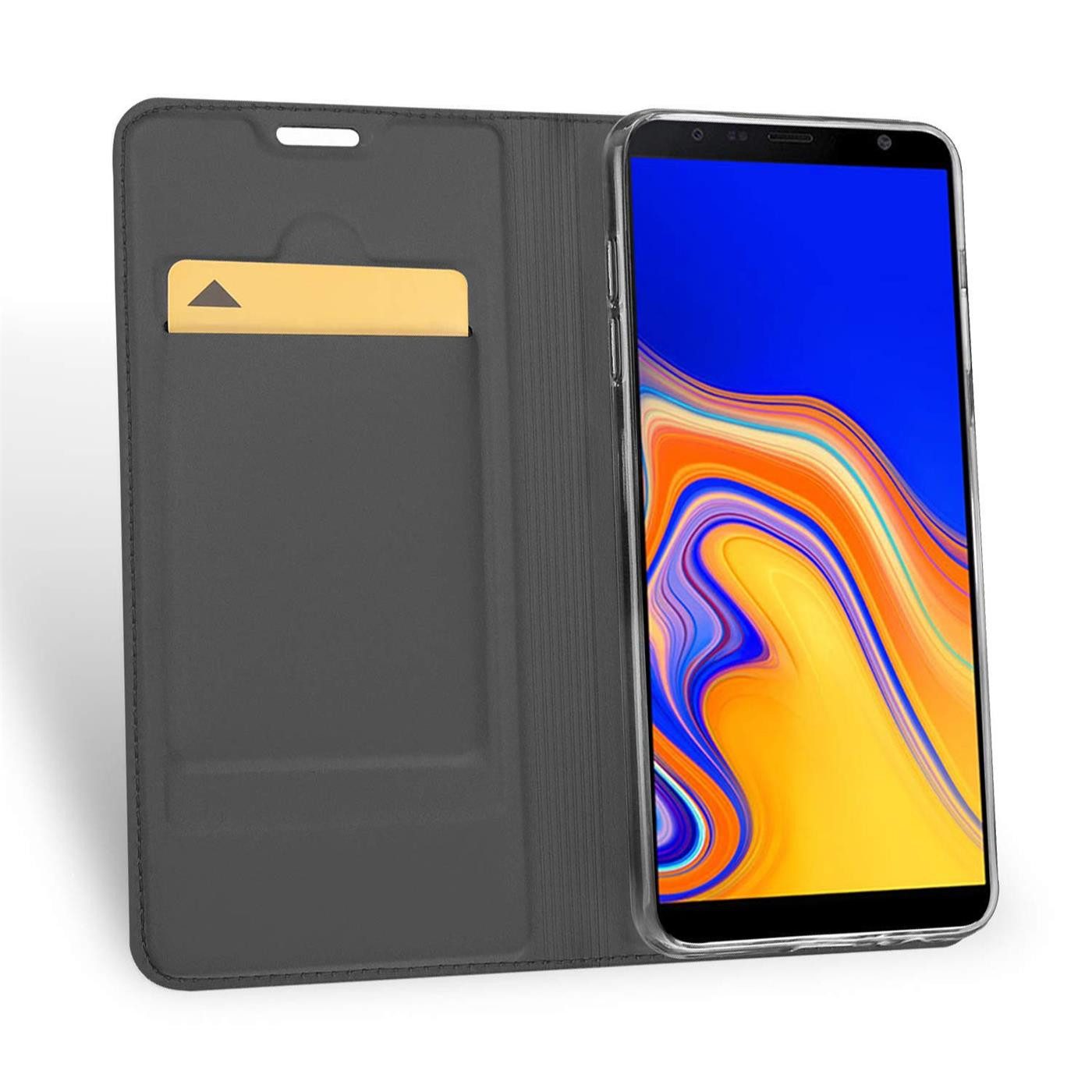 CoolGadget Handyhülle Magnet Case Handy Tasche für Samsung Galaxy J4 Plus 6 Zoll, Hülle Klapphülle Ultra Slim Flip Cover für Samsung J4 Plus Schutzhülle