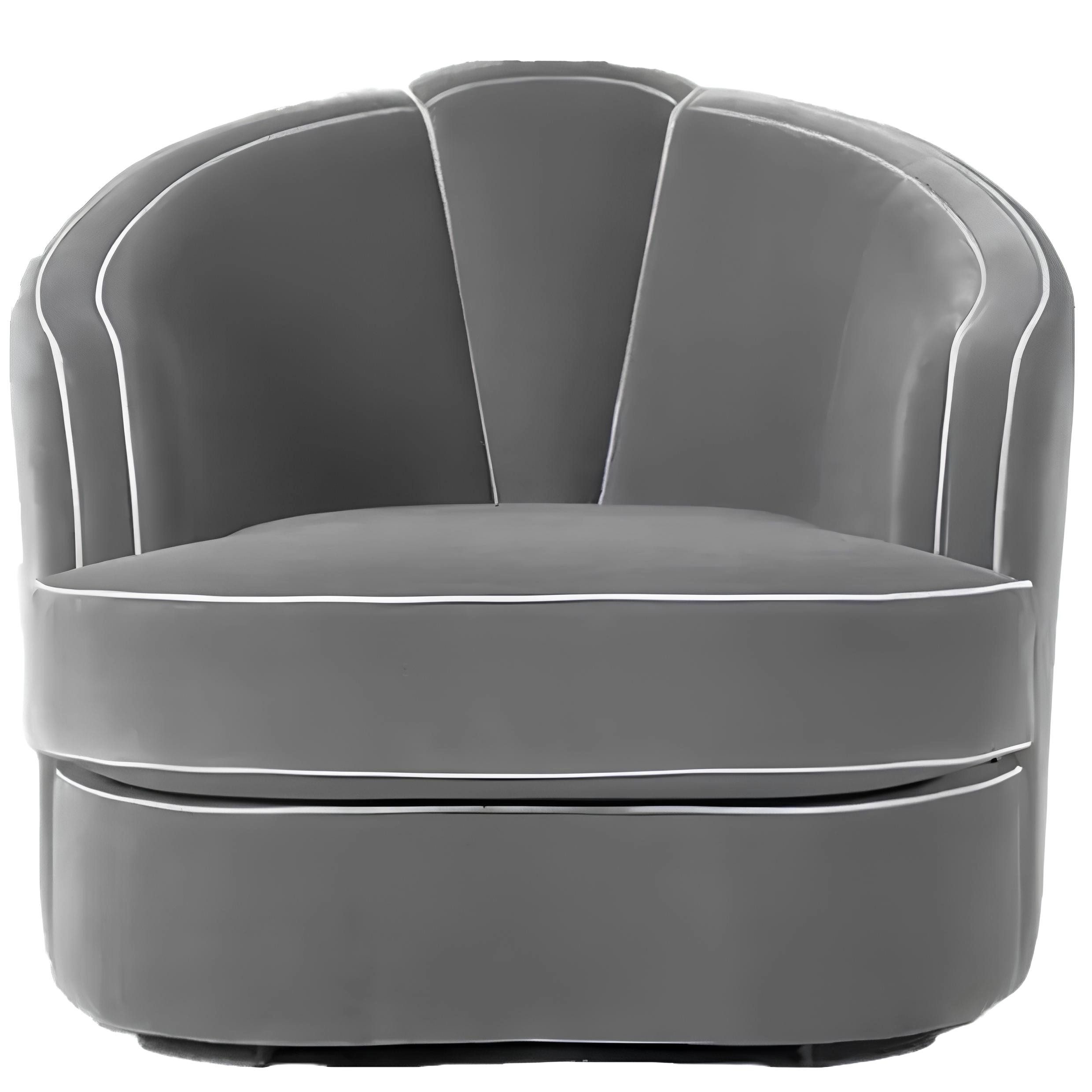 Sessel Design Lounge Club Polster Drehbar Samt Grau Wohnzimmer