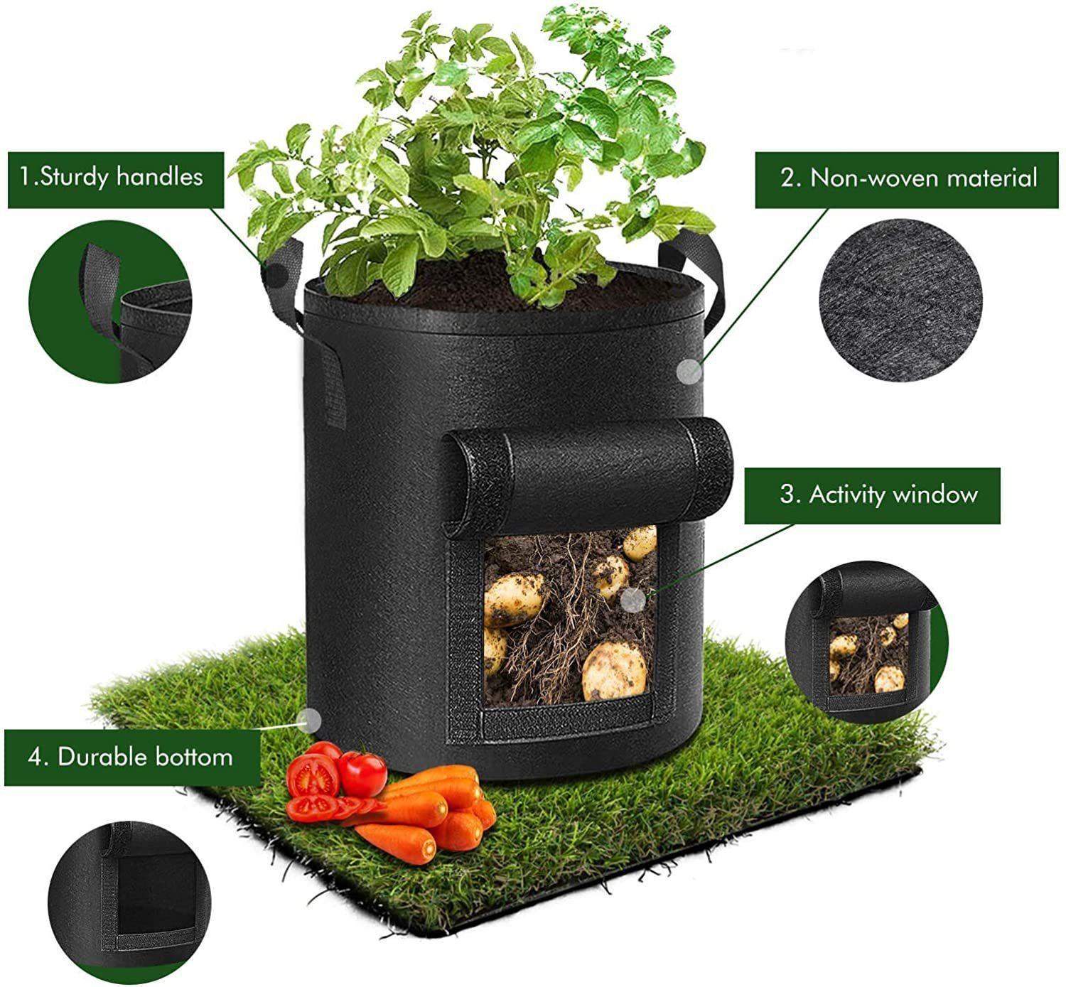 XDeer Pflanzkübel Pflanztasche,2/5x Kartoffel Pflanzsack,Grow Bag günstig online kaufen