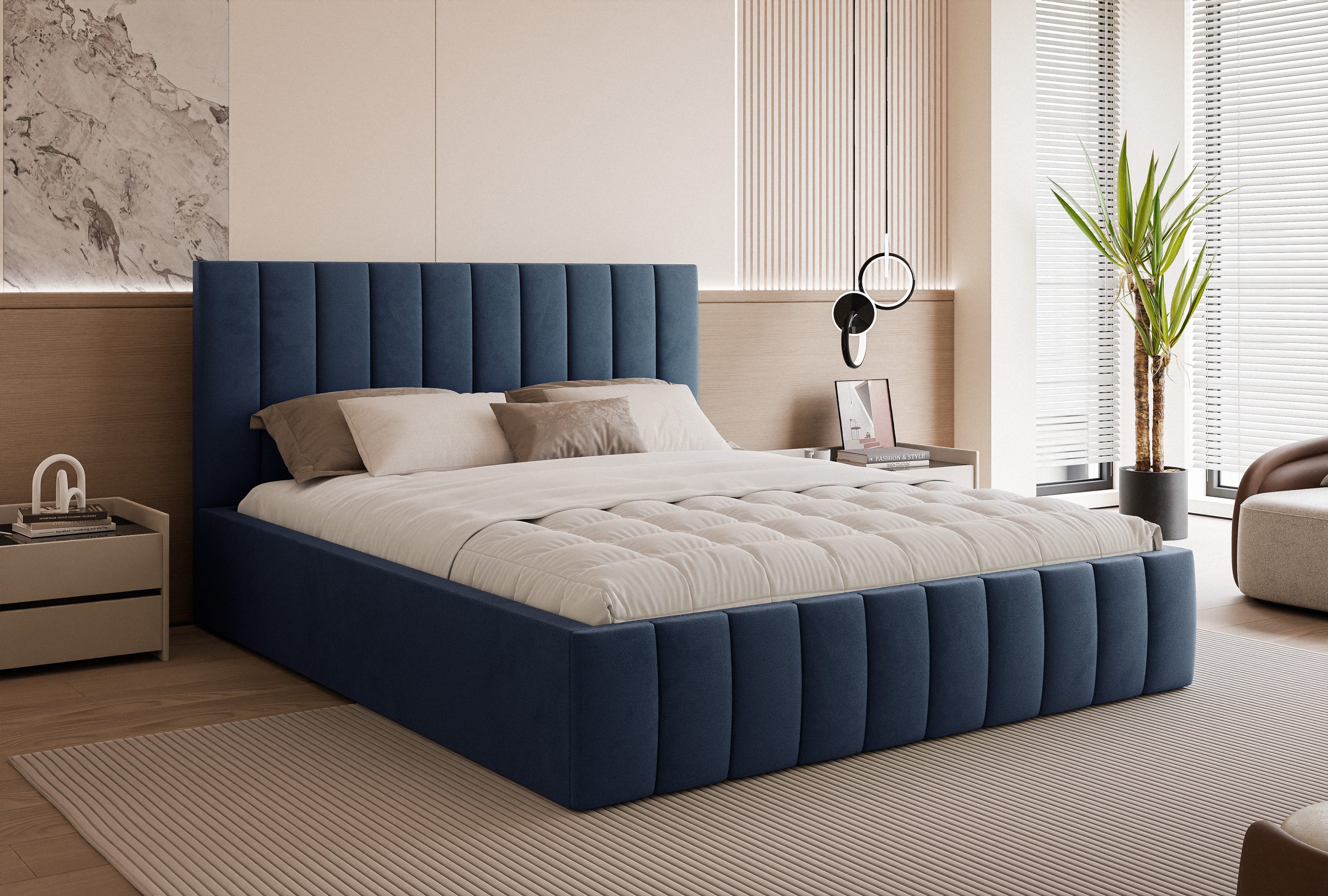 Goldstoff Polsterbett Elegantes Bett mit hohem günstig online kaufen