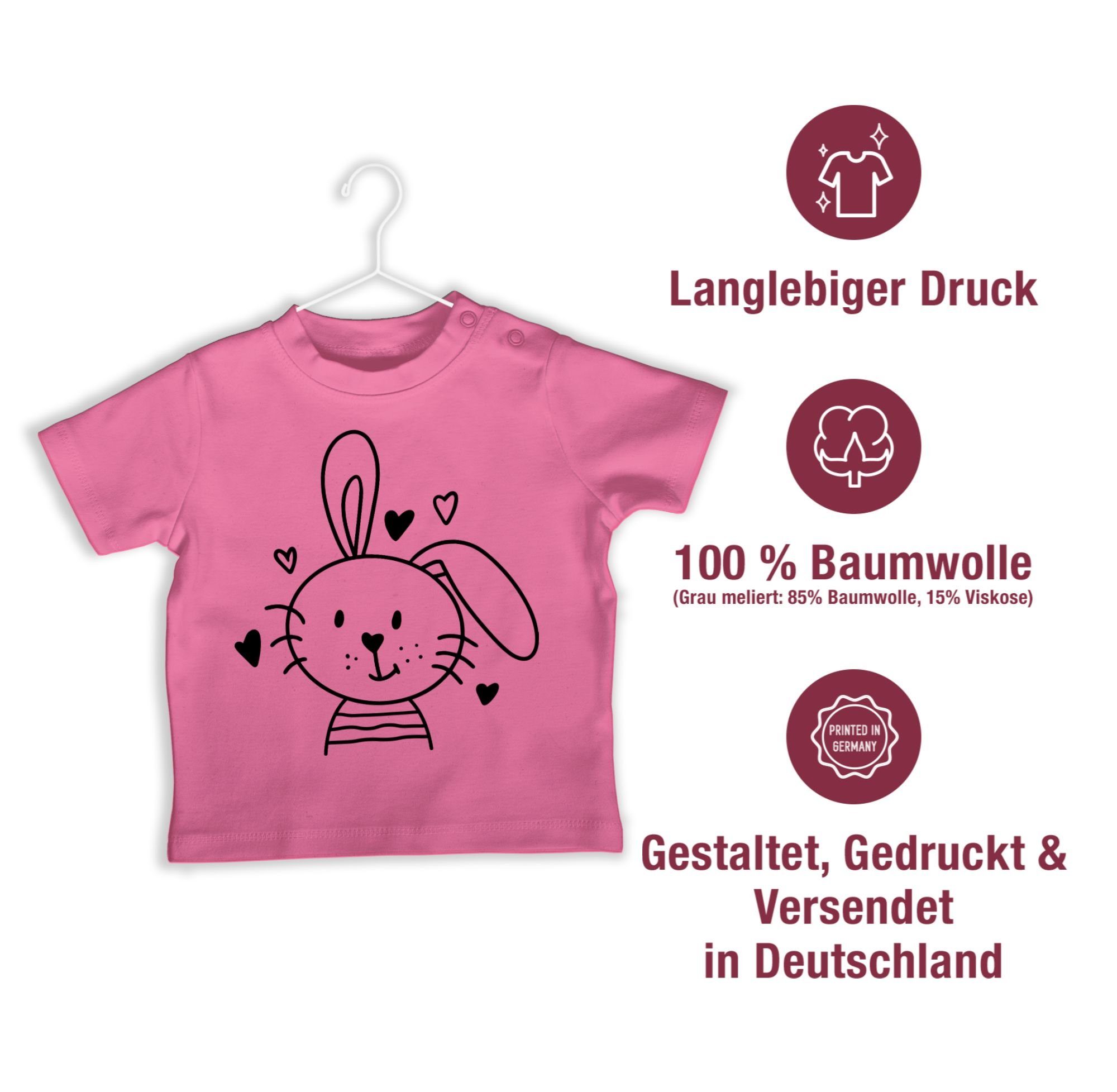 1 Osterhase Hasen T-Shirt Schlappohr Shirtracer Ostergeschenke Pink