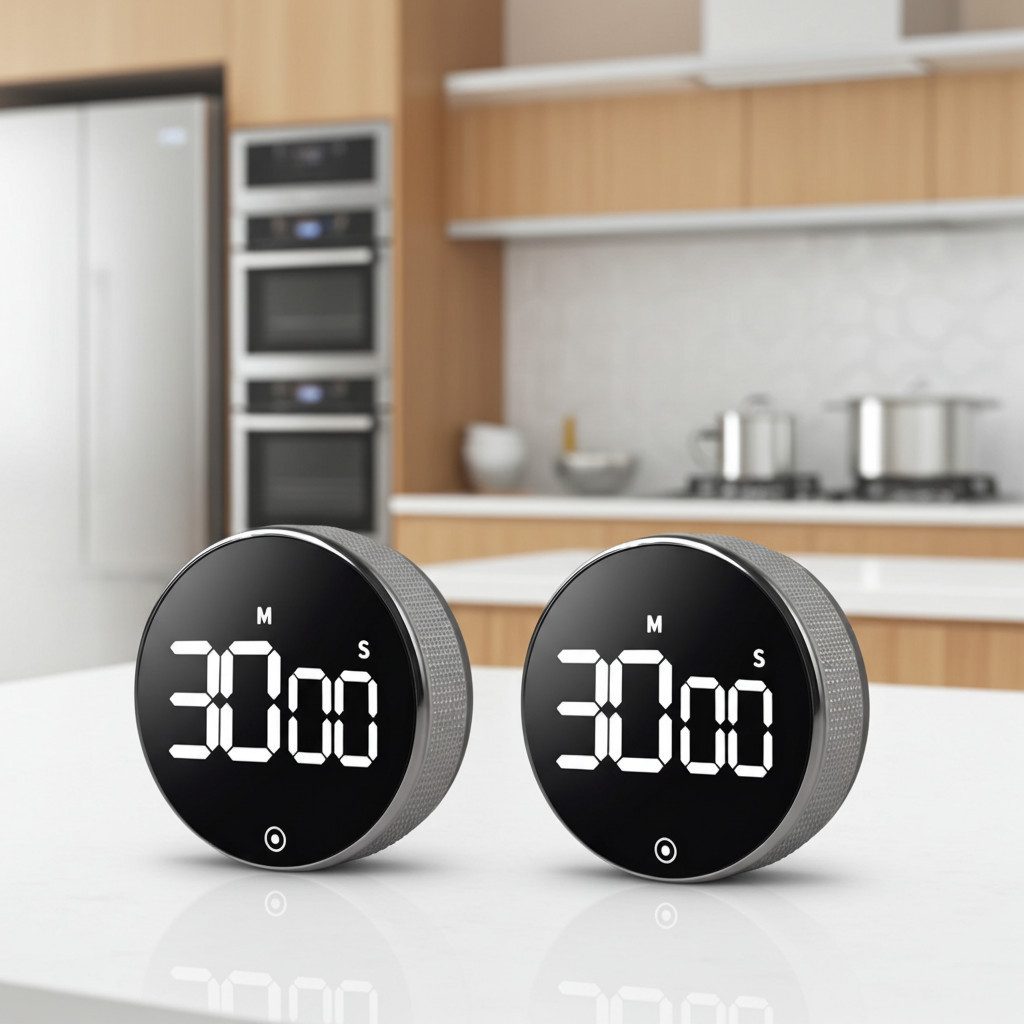 shop'n smile ideoon Küchentimer Digitaler Küchen-Timer mit Drehrad, Magnet, Alarm & LCD-Display Präzise Zeiteinstellung von 0 bis 99 Min. per Drehrad