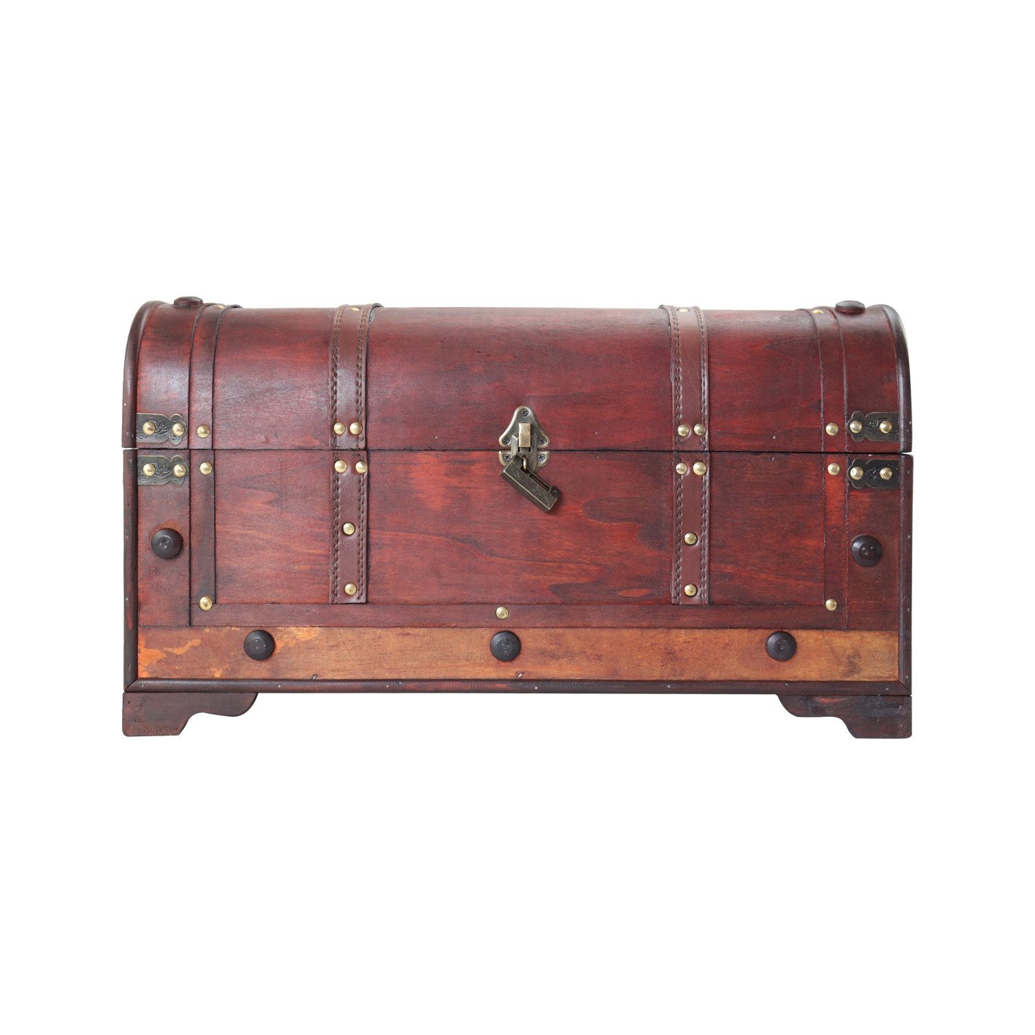 HMF Schatzkiste Schatztruhe aus Holz, große Schatzkiste, mit dekorativem Schloss für Kindergeburtstag, 54 x 28 x 30 cm, Mexiko – Bild 5 von 5
