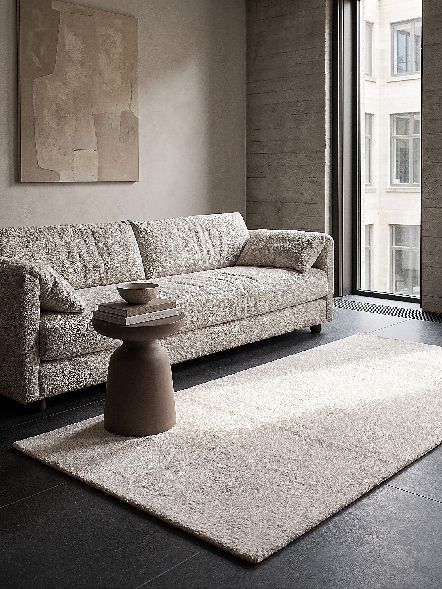 KADIMA DESIGN Teppich ALDAN Teppichläufer Creme 60x110 Uni Polyester Antirutsch Wohnraum, Läufer, Höhe: 18 mm, Trittschalldämmend, Strapazierfähig, Farbecht, Pf – Bild 3 von 4