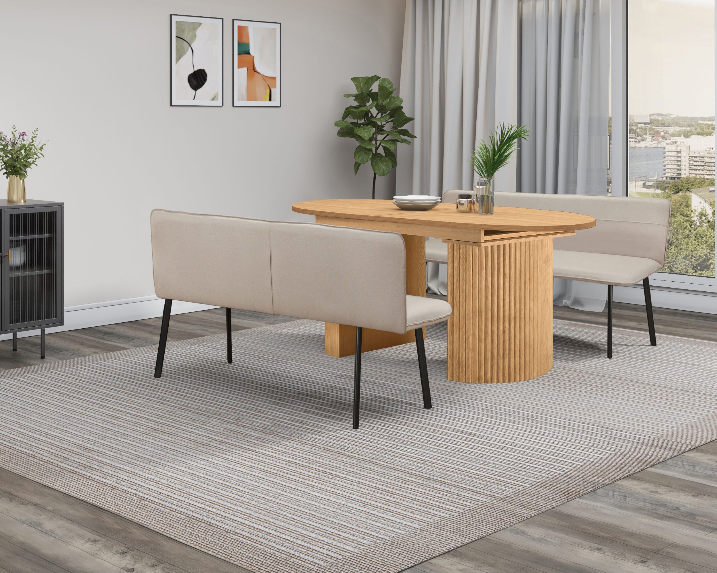 OTTO home Esstisch Gartempe, ausziehbar 160-210 cm, Synchronauszug, inkl Einlegeplatte, Breite 90cm