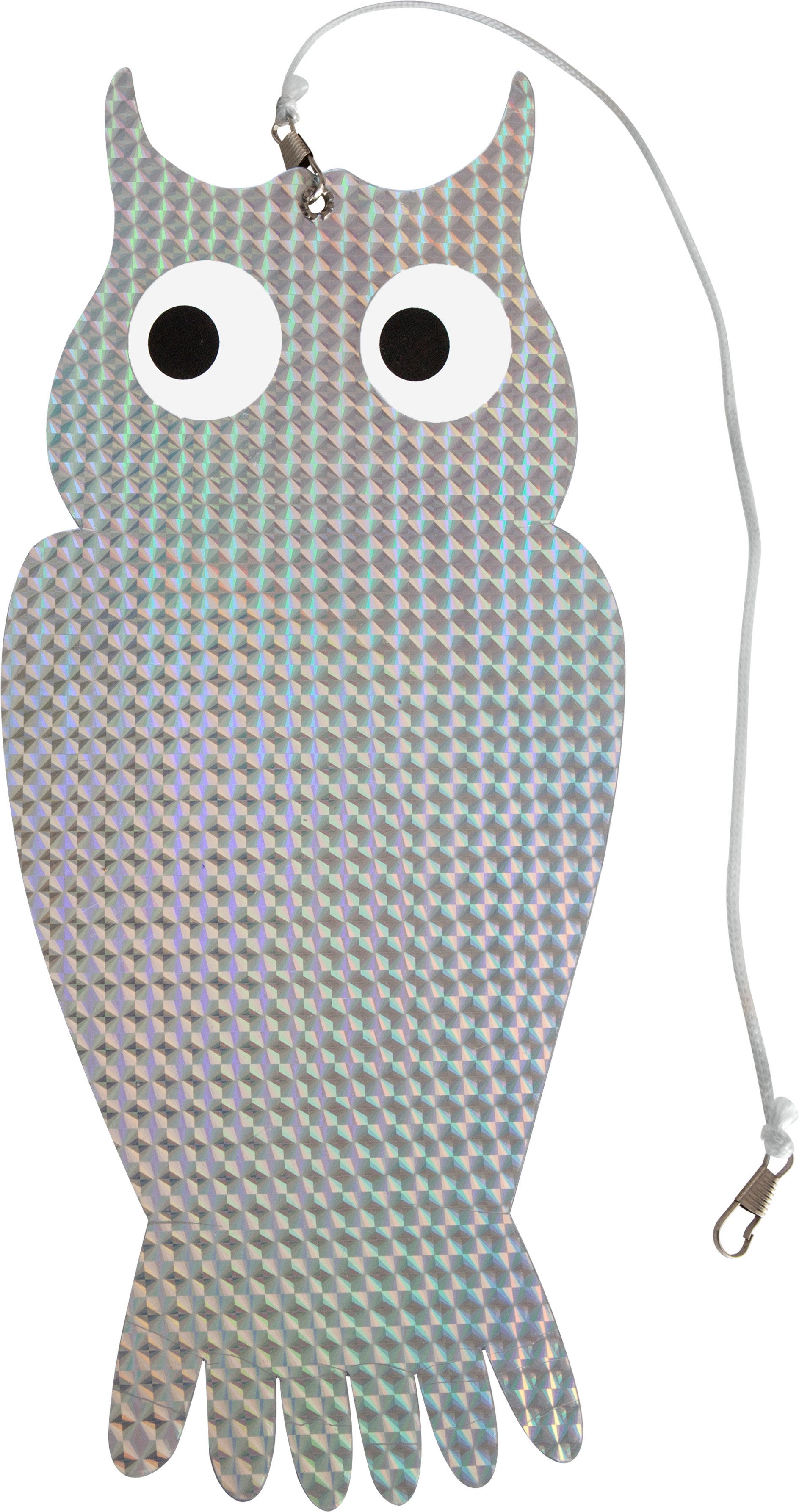 Windhager Vogelattrappe Reflektor aus Kunststoff, Vogelabwehr im Doppelpack, (Set, 2-St), reflektierende Vogelschreck Eule, silber