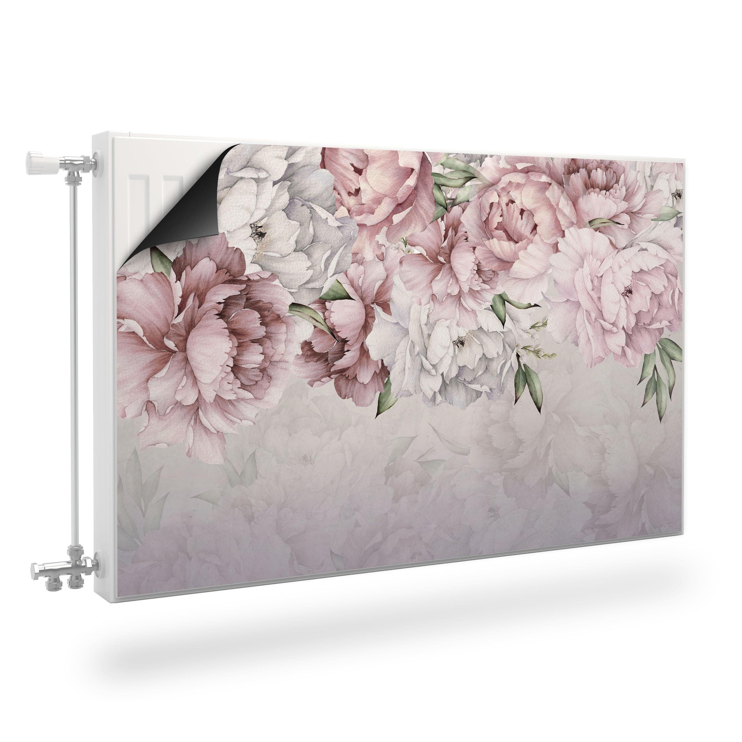 Muralo Magnetfolie Heizkörperverkleidung Blumen – Heizkörperabdeckung magnetisch, Beton-Optik Blumen – 80x60 cm, abriebfest, abwischbar