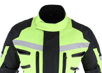 Alpha Speeds Motorradjacke Herren Motorrad Textil Jacke Biker Wasserdicht Jacke mit Protektoren (COMFORT PLUS + reflektierendes Material) SPORT, Trennbare Innenjacke: All Season, Fluorescent Grün