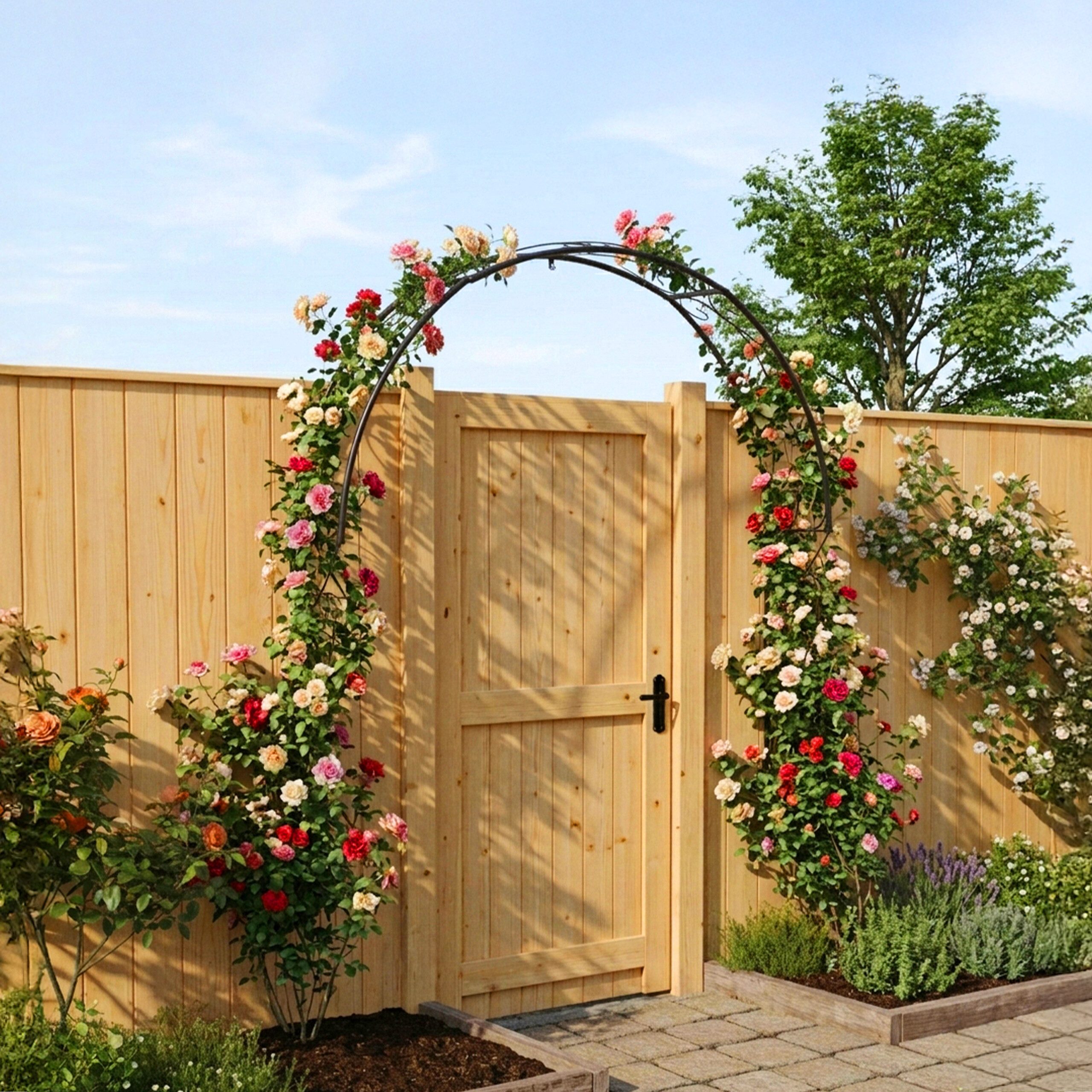 relaxdays Rosenbogen Halbbogen aus Metall