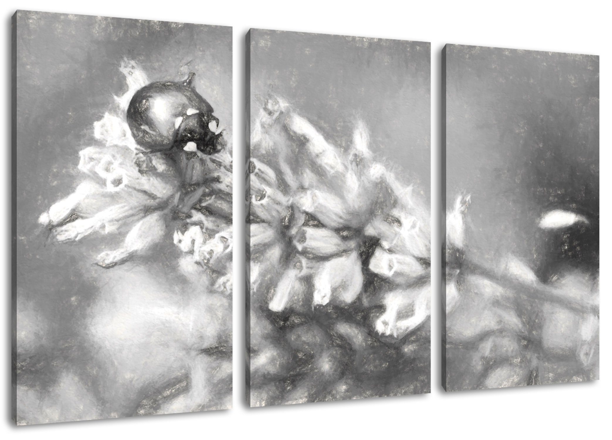 3Teiler Leinwandbild Zackenaufhänger inkl. Lavendel, auf Lavendel Marienkäfer (120x80cm) Leinwandbild Pixxprint (1 St), fertig bespannt, Marienkäfer auf