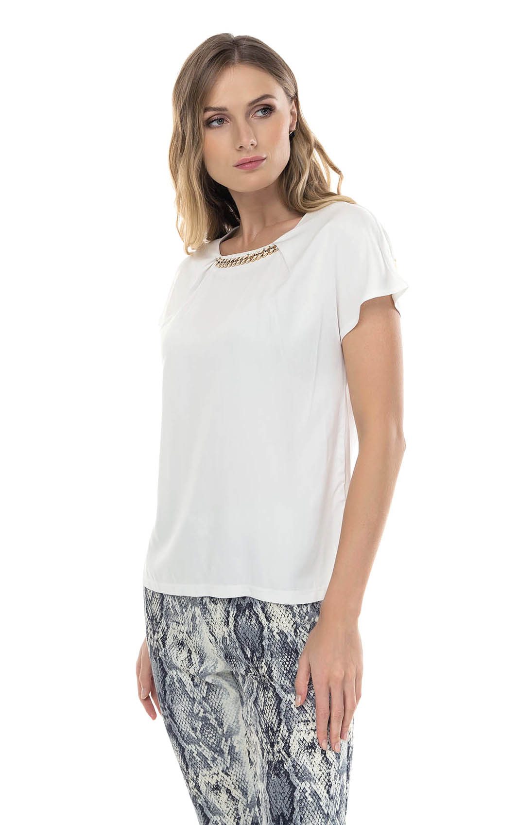 Passioni Tunikashirt T-Shirt in Weiß mit günstig online kaufen