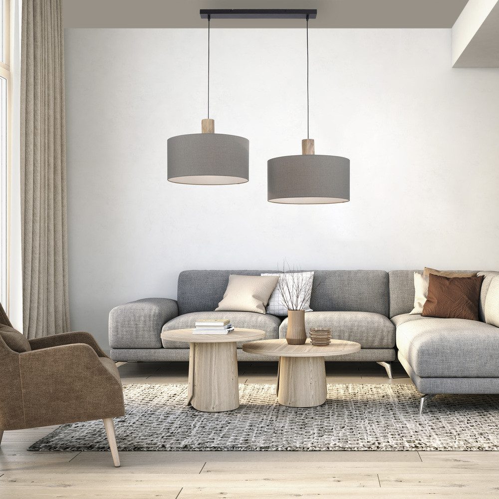 JUST LIGHT LED Pendelleuchte LED Pendelleuchte LINEN, 2xE27/60W, Stoffschir günstig online kaufen