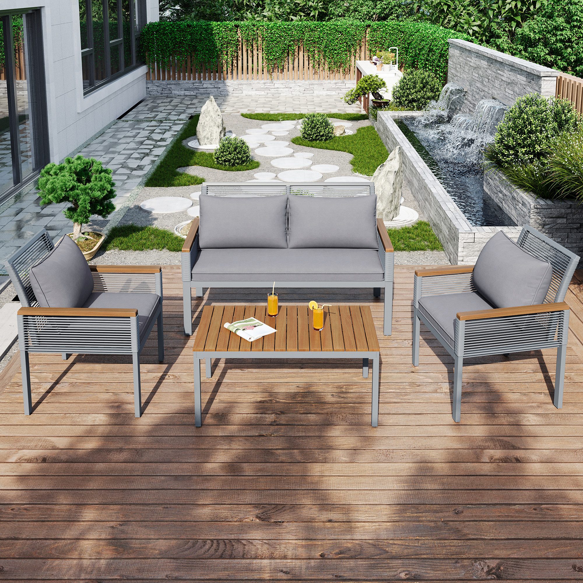 MODFU Gartenlounge-Set Loungemöbel-Set – Polyrattan & günstig online kaufen