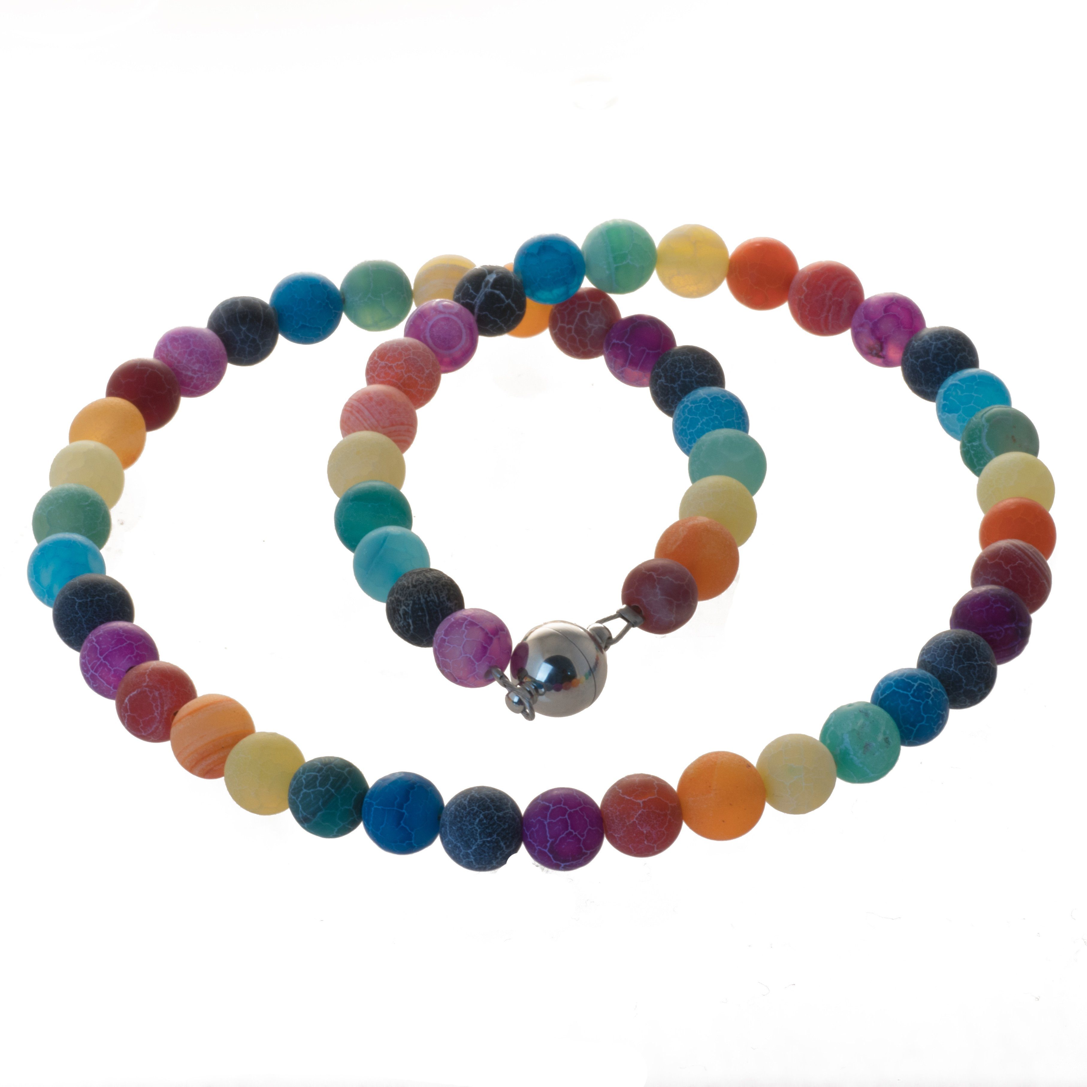 Bella Carina Perlenkette Kette Chakra Regenbogen Achat 8 mm, in Regenbogen Farben