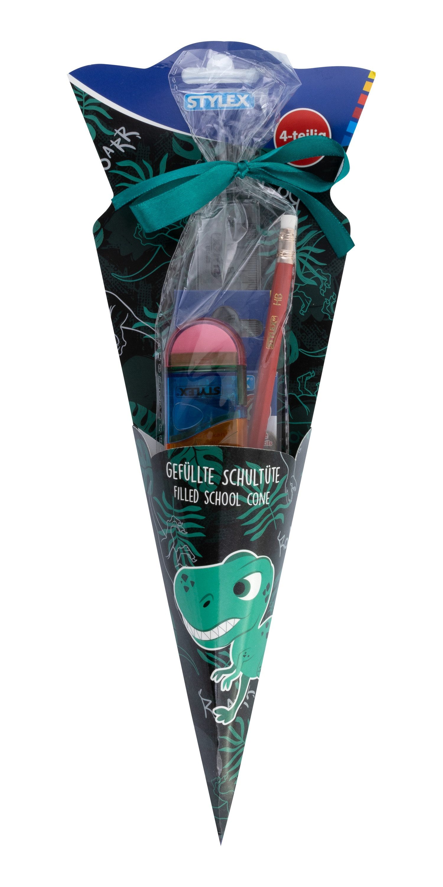 Stylex Schreibwaren Schultüte Schultüte 4-teilig gefüllt / Länge: 35cm / "Dino"
