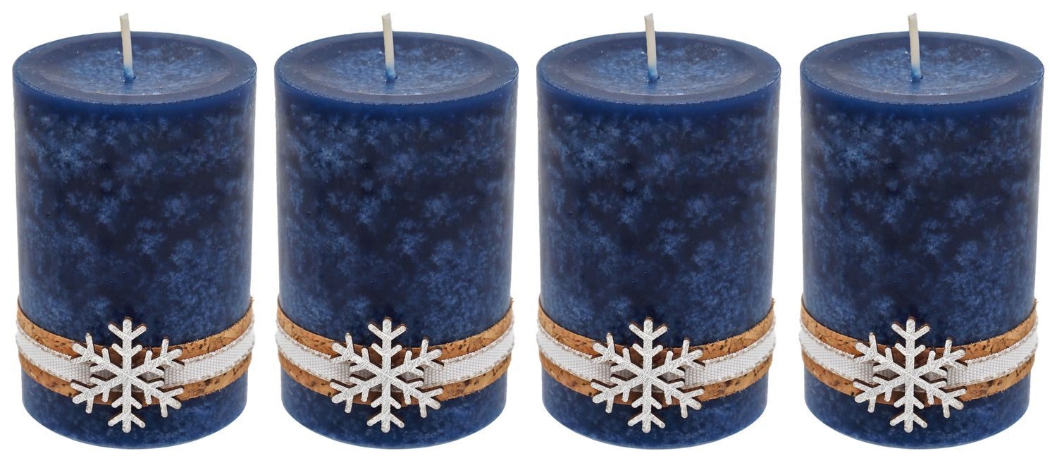 ZauberDeko Adventskerze 4 Adventskerzen Kerzen Stumpenkerzen Blau Dunkelbla günstig online kaufen