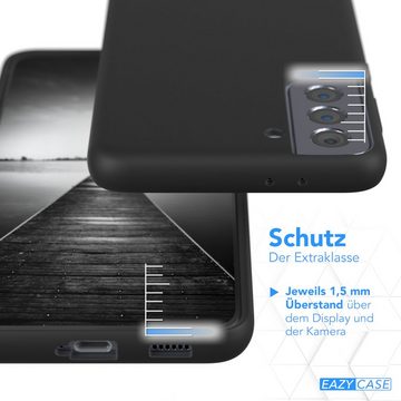 EAZY CASE Handyhülle Premium Silikon Case für Samsung Galaxy S21 Plus 6,7 Zoll, Hülle mit Kameraschutz Bumper Silikonhülle stoßfest Slimcover Schwarz