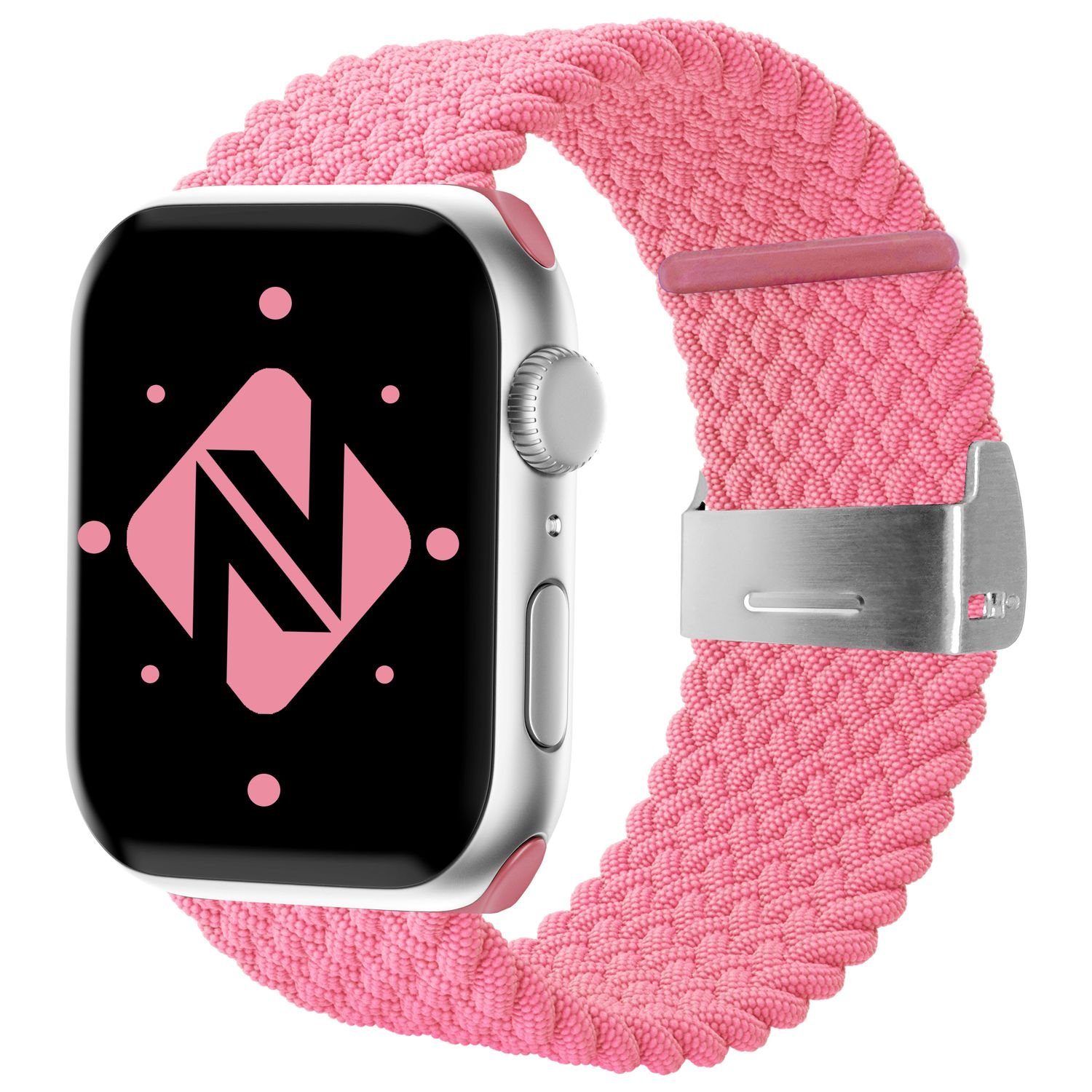 Nalia Smartwatch-Armband Apple Watch 38mm/40mm/41mm, Flecht-Stoff Uhr  Ersatzband / Metall-Schließe / Stufenlos verstellbar