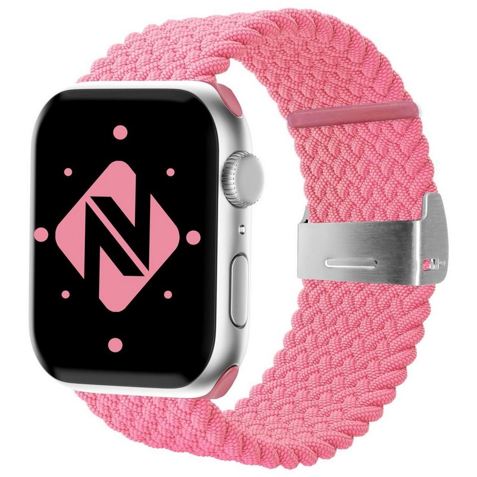 Nalia Smartwatch-Armband Apple Watch 38mm/40mm/41mm, Flecht-Stoff Uhr  Ersatzband / Metall-Schließe / Stufenlos verstellbar