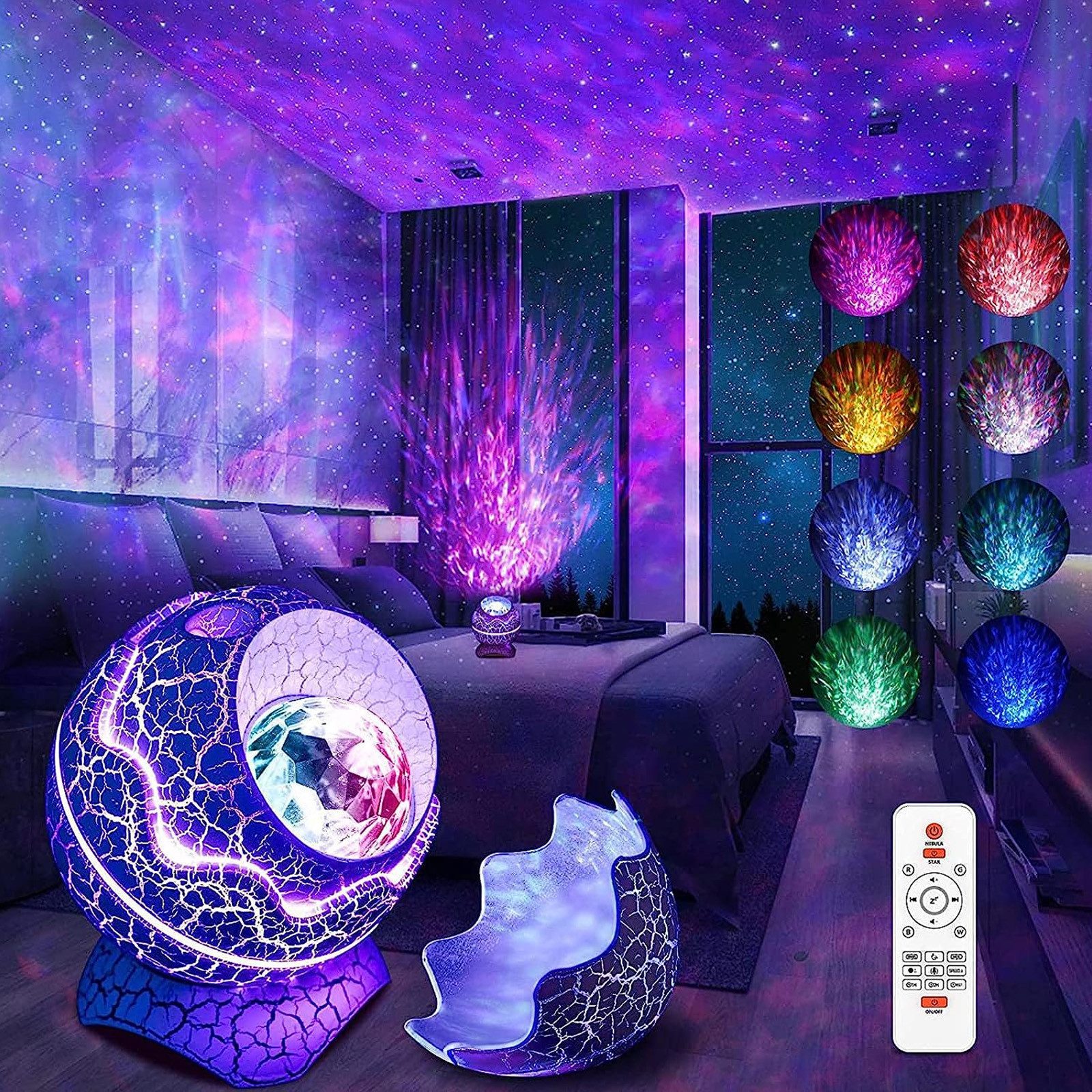 MUPOO LED Nachtlicht LED Sternenhimmel Projektor,Galaxy Planetarium mit Fernbedienung, Bluetooth-Lautsprecher & Timer, Bluetooth-Lautsprecher,14 Farben, für Kinder Erwachsene Deko