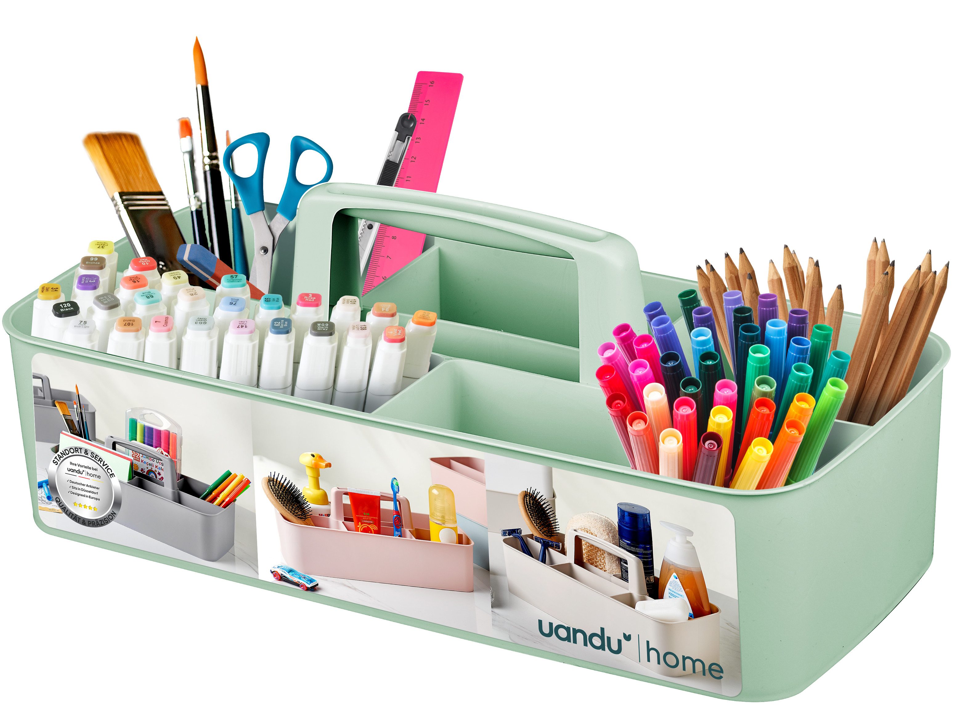 uandu home Aufbewahrungskorb für Küche, Bad und mehr, Mehrzweck Korb Organizer (Kunststoffkorb mit Griff, Ordnungsboxen, Korb Aufbewahrung, 1 St., Reinigungskorb, Bastelkorb, Aufbewahrung für Kunst und Make-up)