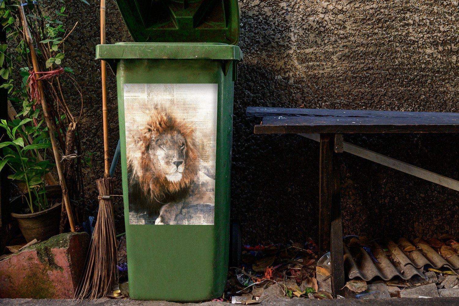 - Zeitung Sticker, Mülleimer-aufkleber, Löwe Abfalbehälter Container, Rauchen St), - MuchoWow Mülltonne, (1 Wandsticker