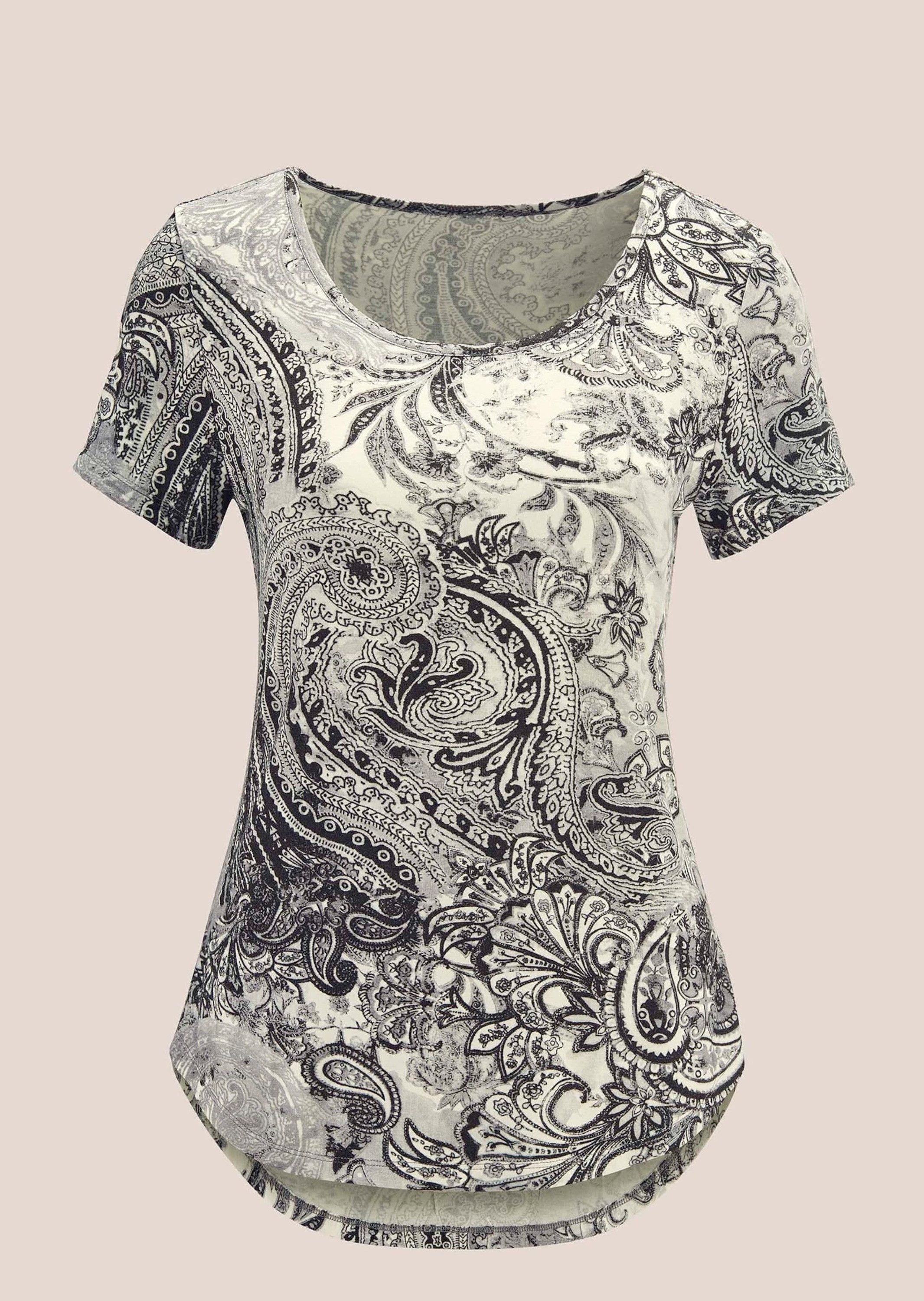 MADELEINE Kurzarmshirt Sommerliches Shirt mit Alloverprint Paisley-Design und U-Boot-Ausschnitt als modische Akzente