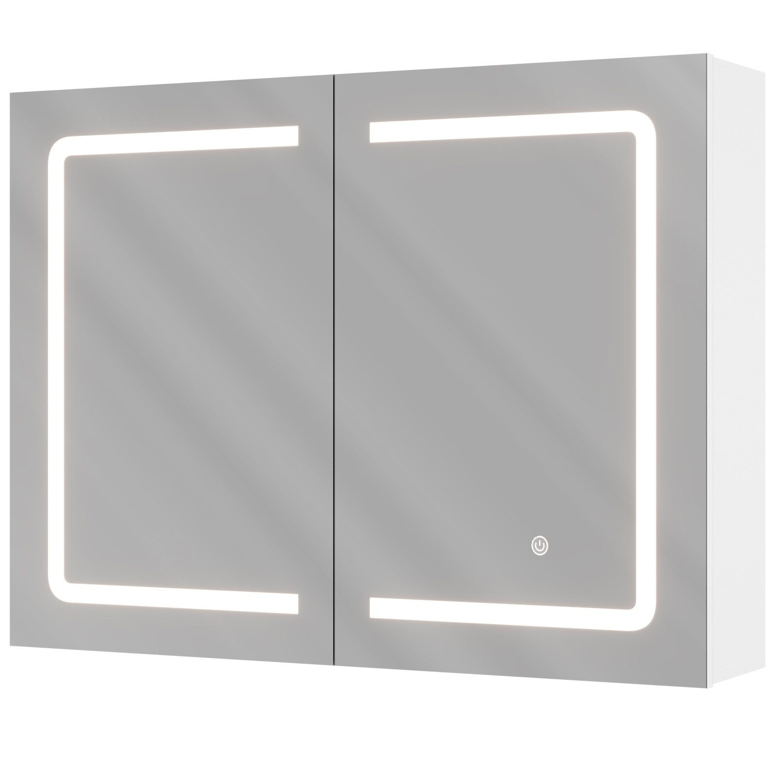 MSMASK Badezimmerspiegelschrank mit LED-Beleuchtung & Steckdose, 3 dimmbare Farbtemperaturen (1-St) Badezimmerschrank Spiegelschrank, 80x16x60cm, Weiß